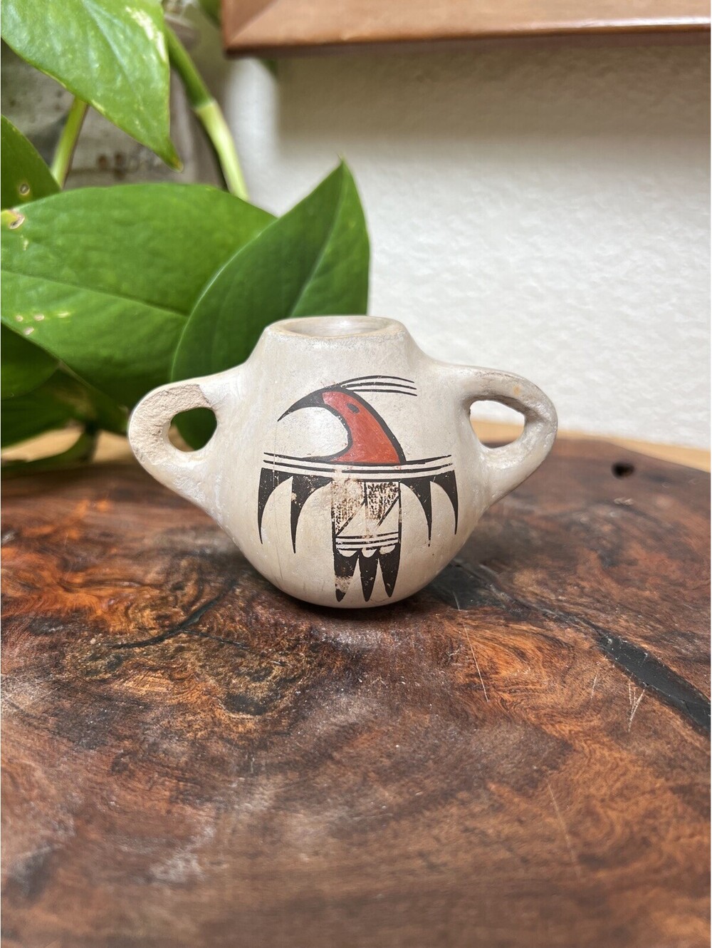 First Mesa Polychrome Thunderbird Hopi Pottery Canteen Signed Emma Naha Native